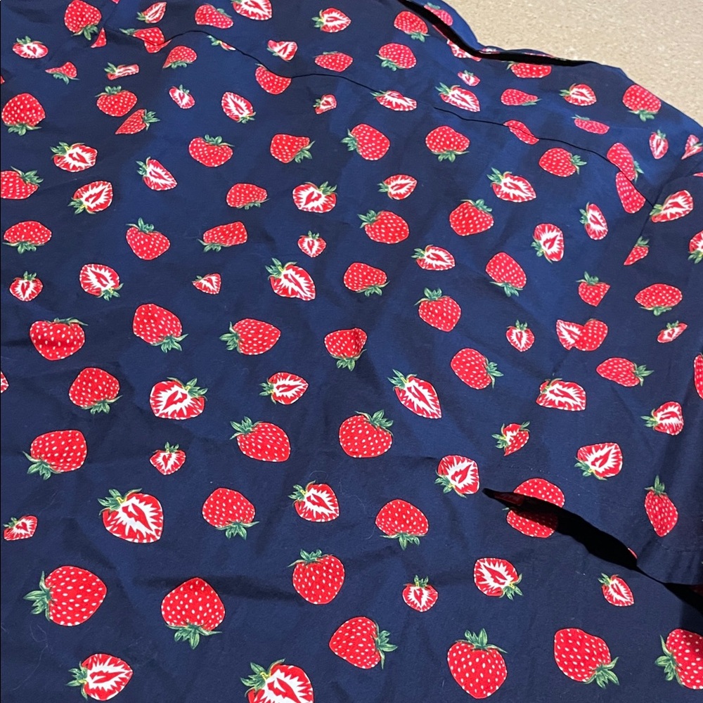 JOGAL Men's Blue Strawberry Print Casual Shirt - Picture 7 of 10